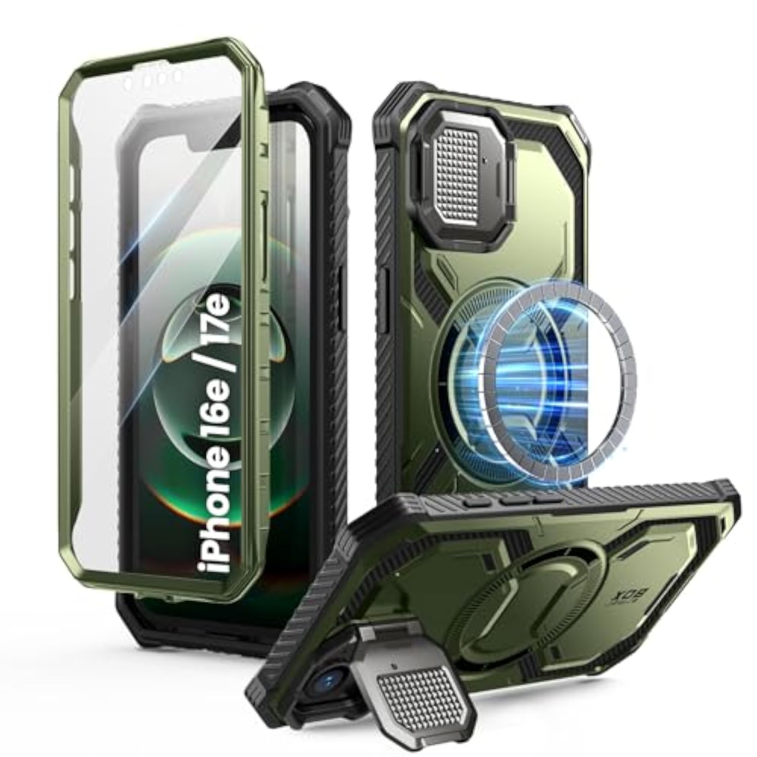 i-Blason MagSafe Case with Stand for iPhone 16e and iPhone 17e, Green