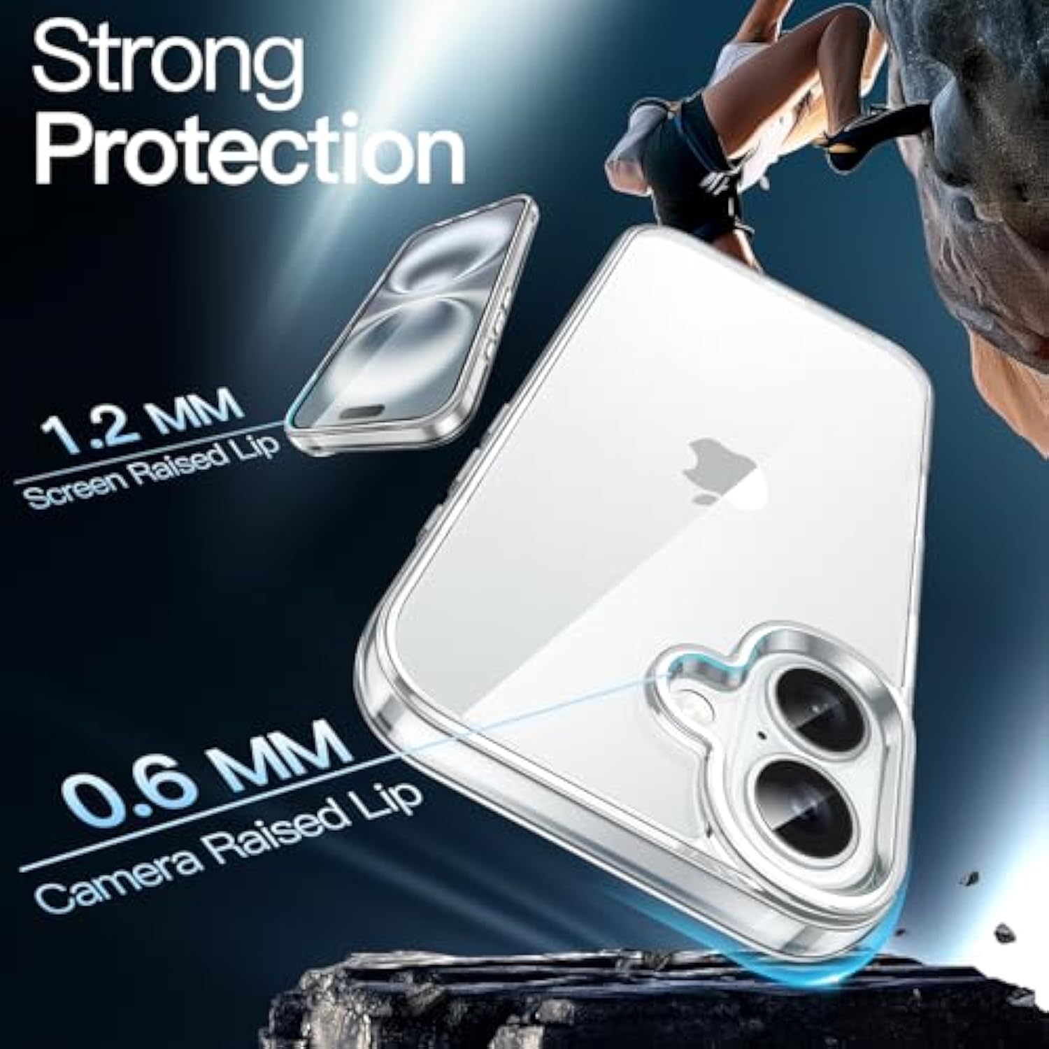 JETech Case for iPhone 16 6.1-Inch, Non-Yellowing Shockproof Phone Bumper Cover, Anti-Scratch Clear Back (Clear)