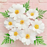 12Pcs Crepe Paper Daisy Flower Decor Large White Paper Daisy Flowers For Backdrop Party Paper Tissue Pom Poms For Home Decor, Wedding Backdrops, Baby Shower, Birthday Party, Classroom Decoration