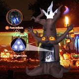 9 FT Halloween Inflatable Animated Dead Tree Outdoor Decorations Blow Up Yard Scary Tree And White Ghost With Built-In LEDs For Outdoor Garden Lawn Party Decor