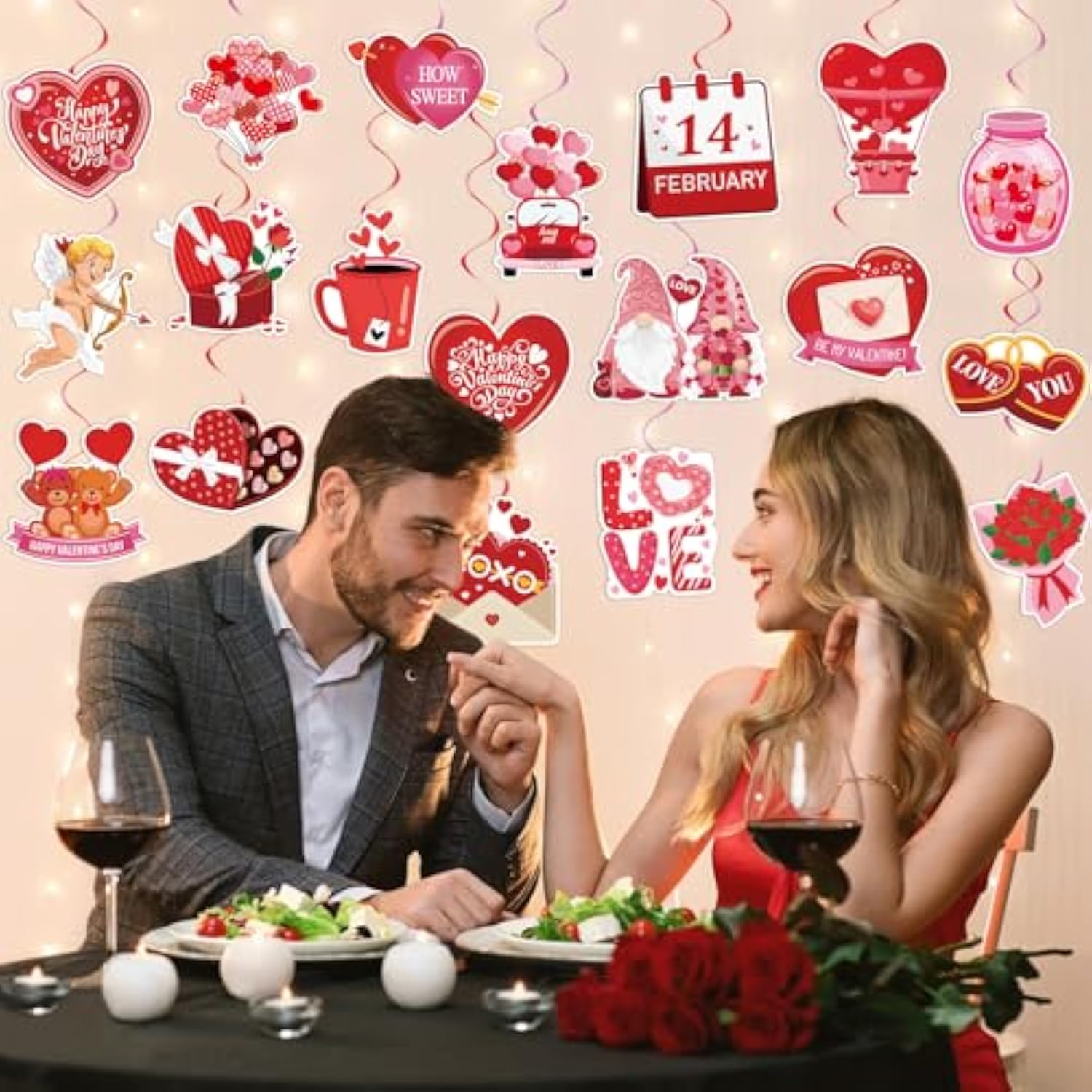 40Pcs Valentine'S Day Hanging Swirl Decorations, Valentine'S Day Party Ceiling Hanging Swirls Valentines Hanging Swirls Streamers For Valentines Party Decor Supplies