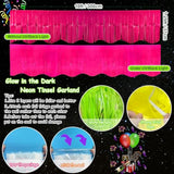 4 Packs 39 Ft Glow In The Dark Party Supplies Fringe Garland, Neon Macaron Parade Float Glow Tinsel Streamers Banner Table Skirts For For Birthday Holiday Neon Party (Green,Fuchsia,Yellow,Orange)