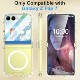 Designed For Galaxy Z Flip 7 Case Magnetic With Hinge Protection & Tempered Glass Screen Protector For Samsung Flip 7 Full Cover Phone Protection Case Clear For Z Flip 7 - Crystal