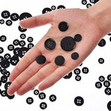 600 Pieces Christmas Black Assorted Sizes Buttons Round Resin Button S
