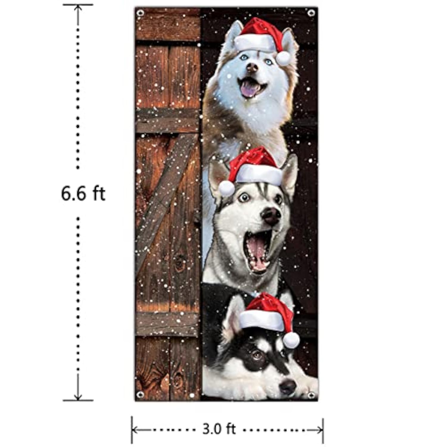 Funny Merry Christmas Dogs Door Banner - Santa Husky Dogs Decoration Xmas Party Supplies Photography Background New Year Sign