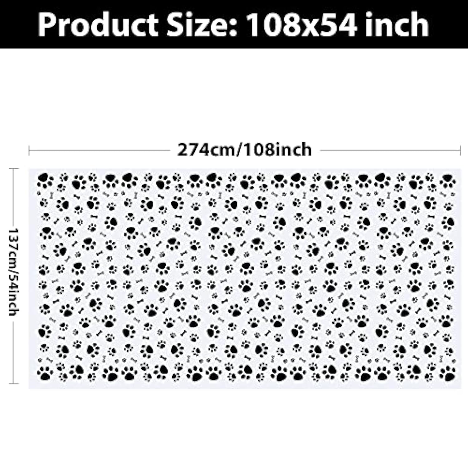3 Pack Puppy Dog Pet Paw Print Plastic Tablecloth Table Cover,Large Paw Print And Bone Sign Plastic Disposable Rectangle Table Cover For Pet Dog Themed Birthday Party Decorations,54X108 Inch