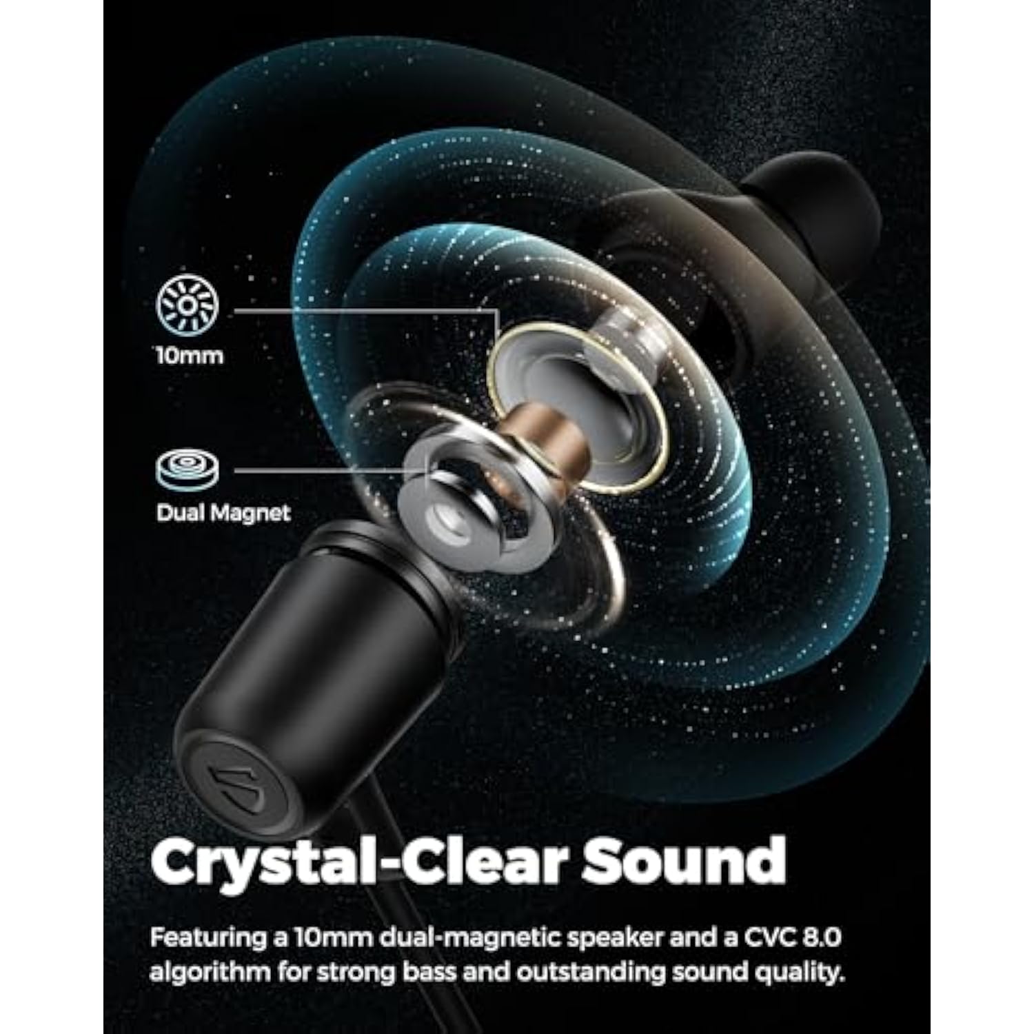 SoundPEATS Q35 HD+ Neckband Bluetooth Headphones, Stable Comfort Wireless Earbuds, Bluetooth 5.2, IPX5 Waterproof Sports Earphones, 17Hrs Dual Magnetic Speaker, Type C, App, QCC3040