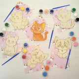 Cat Party Favors - 24 Pcs Cat Birthday Party Supplies - Cat Wooden Painting Kit For Kids With Cat Cards Cat Birthday Decorations Goodie Bags Gifts Prizes For Kids Girls Toddler