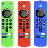 Firestick Remote Covers (3Pcs) Compatible With Alexa Voice Remote (3Rd Gen) With Fire Tv Stick 4K, Silicone Cases With Lanyard (Glow Green & Blue & Red)