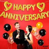 Gold Anniversary Balloons - 18 Inch Heart Foil | Happy Anniversary Banner