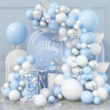 Blue & Silver Balloon Arch Kit: Baby Shower Birthday Party Decor