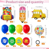 21 Pc Back To School Balloons 28" Foil Bus/Pencil & 12" Latex Classroom Decor