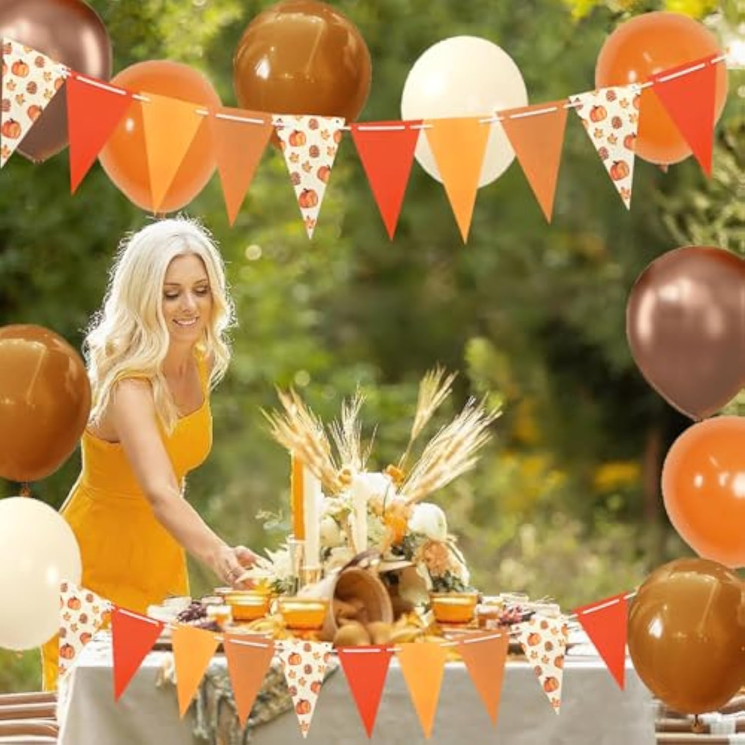 Fall Balloons Pumpkin Orange Coffee Brown Ivory White Party Thanksgiving Decor