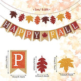 2Pcs Fall Banner Glitter Maple Leaf Paper Banner Happy Fall Burlap Banner Pre-Assembled Rustic Bunting Garland Hanging Decorations For Autumn Thanksgiving Party Decoration Supplies