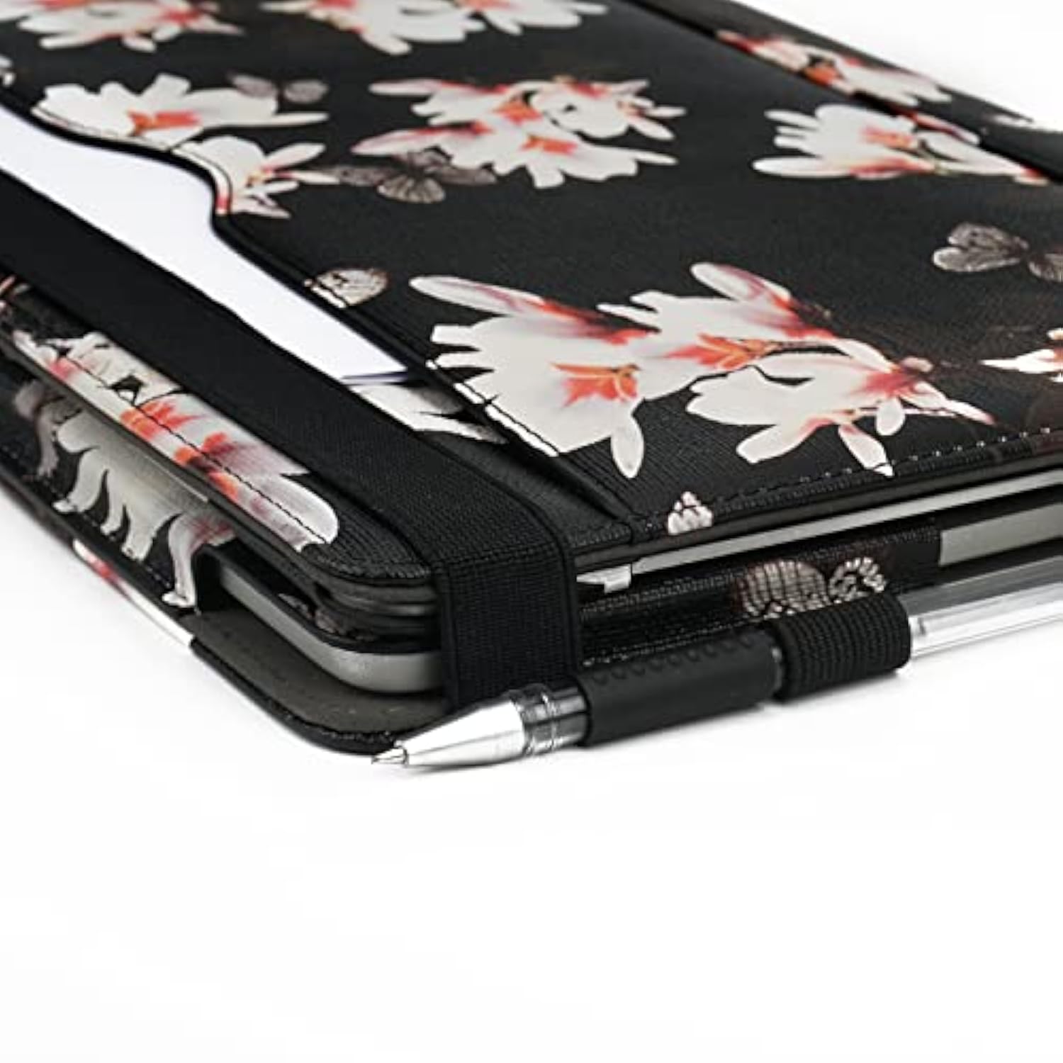 Tytx Compatible With Macbook Air Leather Case 13 Inch 2021 2020 2019 2018 (A2337 A2179 A1932) Laptop Sleeve Protective Folio Book Cover (New Macbook Air 13", Black Flower)