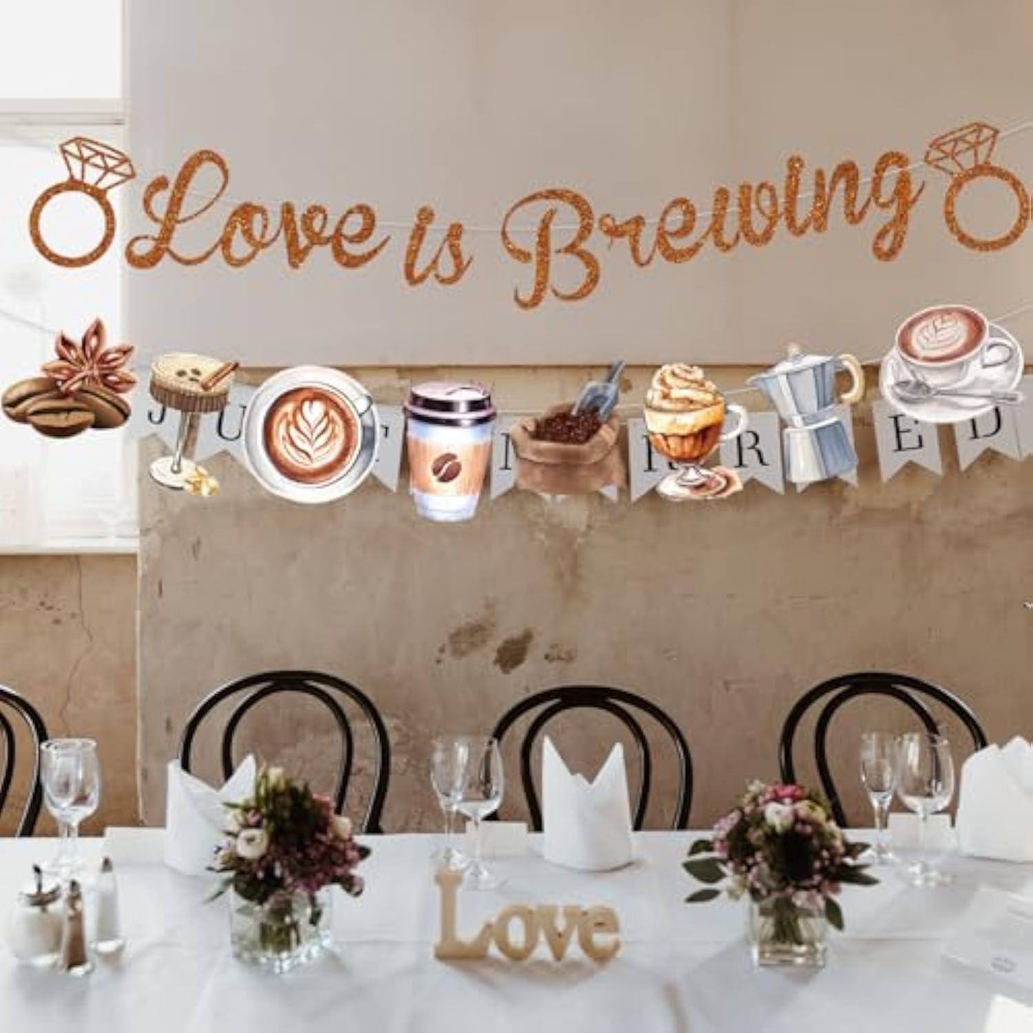 Love Is Brewing Bridal Shower Decorations, Espresso Martini Banner for Party