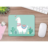 Llama Square Mousepads Desktop Notebook Mouse Mat Lovely Animal Lama Alpaca Cactus Floral Mouse Pads For Working And Gaming Office Accessories Desk 9.5X7.9 Inch