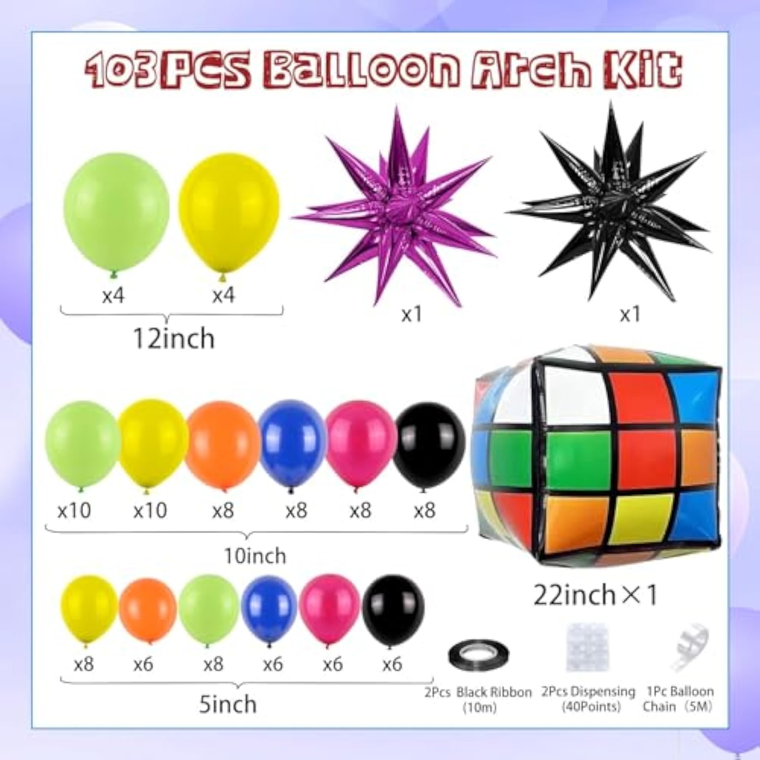 90S 80S Party Balloon Garland Arch Kit, 90S 80S Theme Party Decorations With 4D Dice Hot Pink Black Star Foil Balloons For Retro Theme Hip Hop Fever Nostalgic Birthday Party Decoration