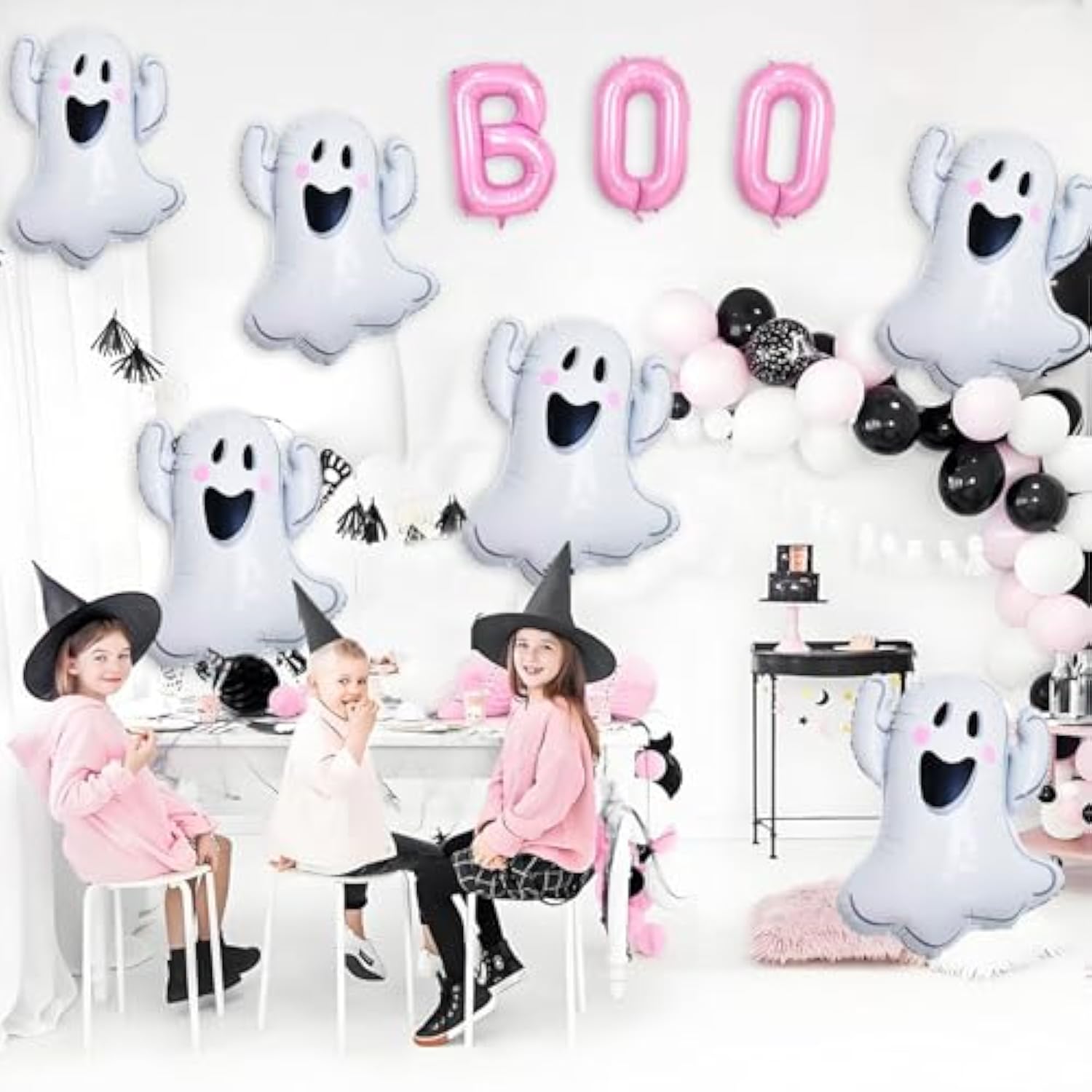 Pink Halloween Foil Balloons – BOO Balloons for Spooky Party Decorations