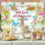 Christian Faith Banner 71X43 Inch With God All Things Are Possible Cross Scripture Backdrop Religious Spring Decor For Church Worship Home Yard Porch Easter Celebration Display