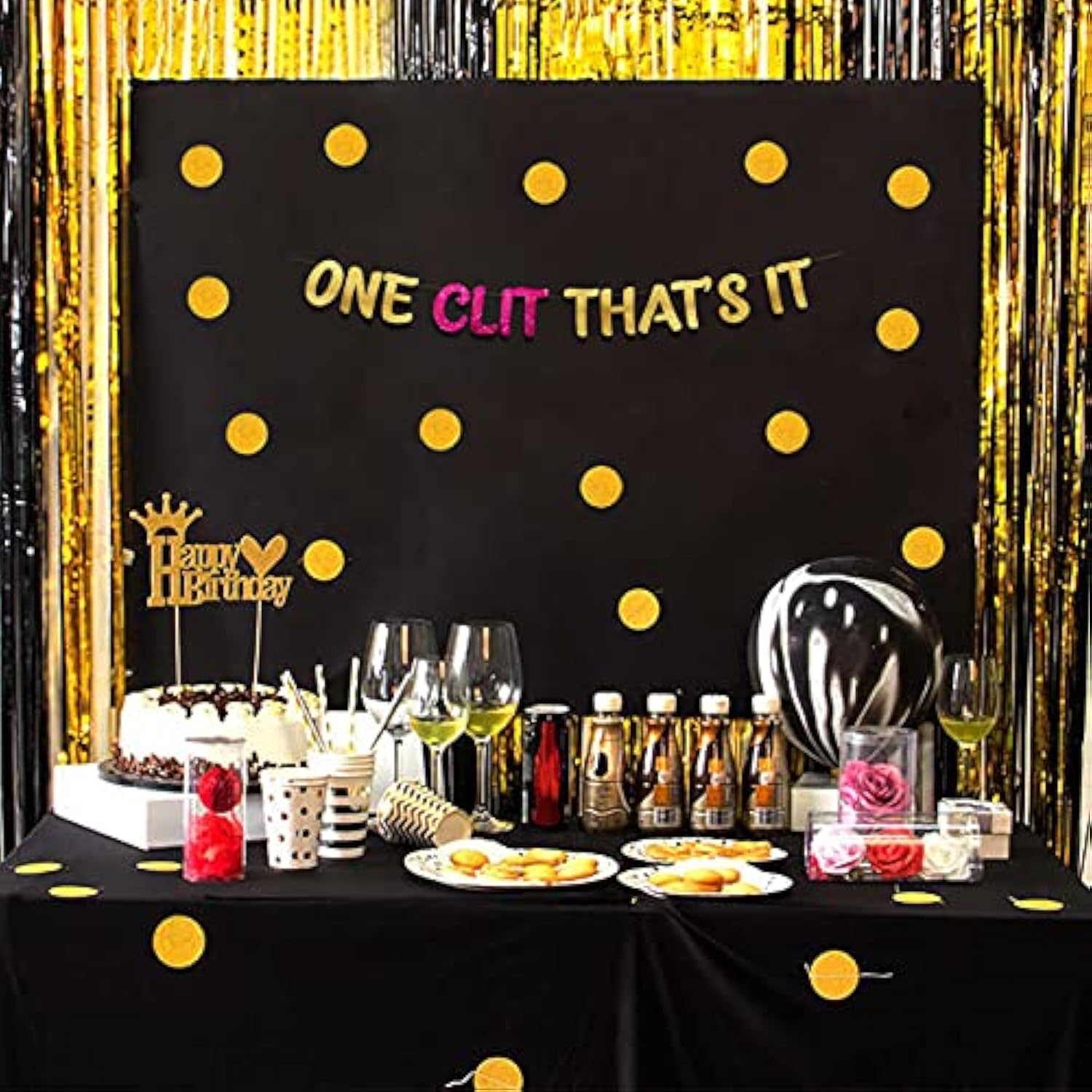 Bachelor Party Glitter Banner Red Black Pink Fabric 5ft