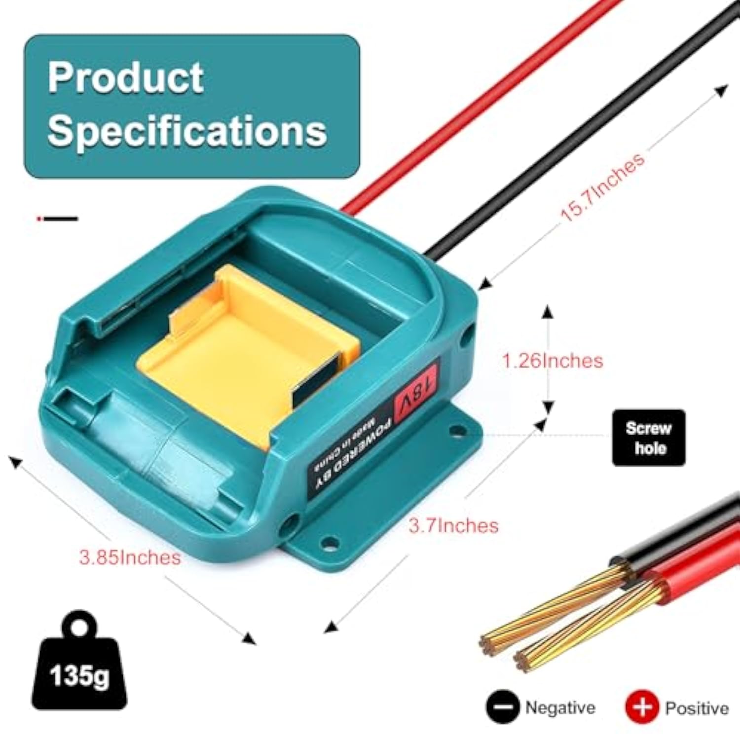Power Wheels Adapter For Makita 18V Lithium Battery Bl1830 Bl1840 Bl1850, Battery Converter With 14 Gauge Wire Fit For Diy Rc Toys,Rc Truck,Robotics And Work Lights (1Pack,Battery Not Included)