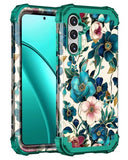 for Galaxy S24 FE Case,Three Layer Heavy Duty Shockproof Protection Hard Plastic+Soft Silicone Full Body Drop Protective Case for Samsung Galaxy S24