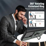 For Moto G Play 2023 Case, With Tempered Glass Screen Protector [2 Pcs] & Slide Camera Cover, 360°Rotation Ring Kickstand [Military Grade] Case. (Green)