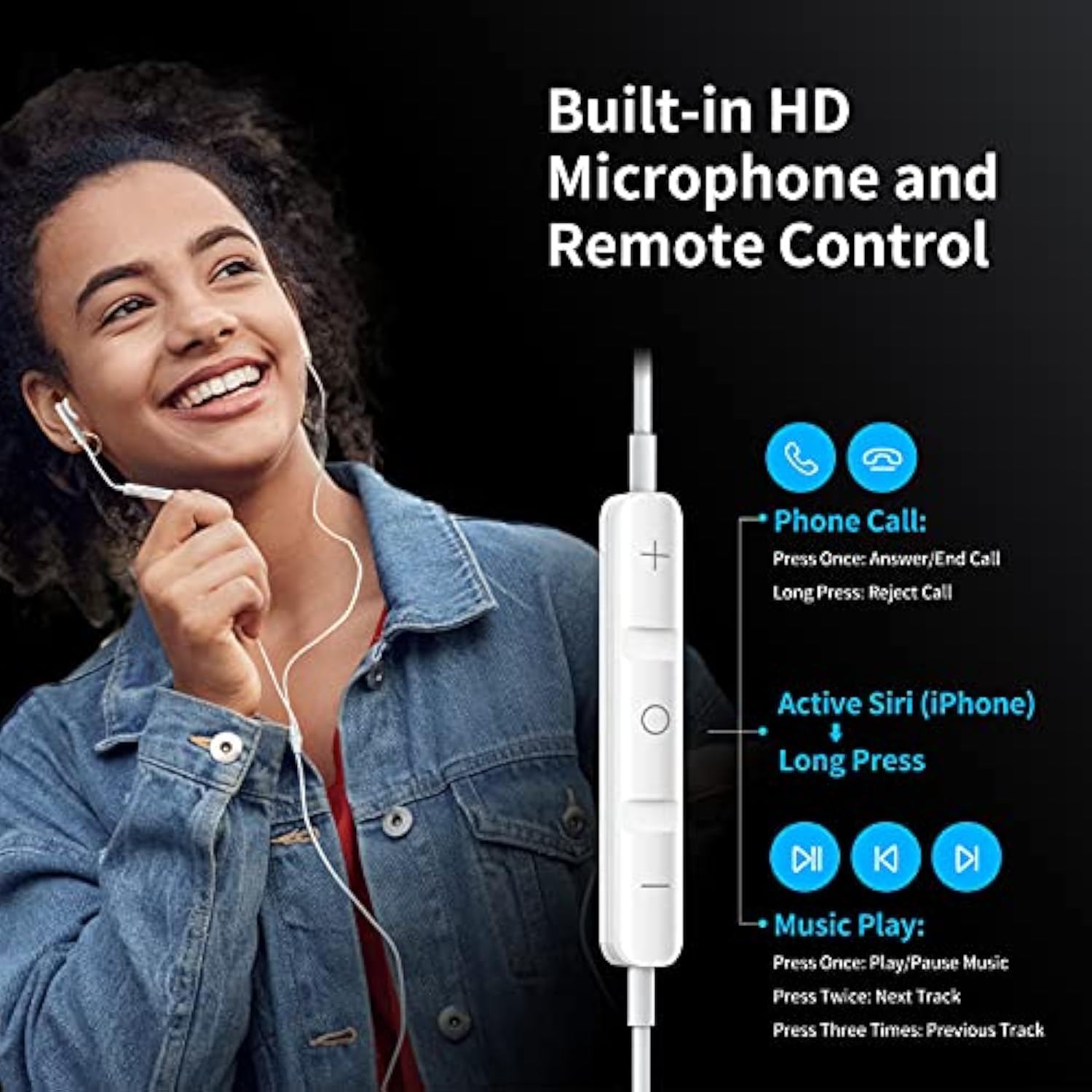 Wired Earbuds With Microphone, Wired Earphones In Ear Headphones Hifi Stereo, Powerful Bass And Crystal Clear Audio, Compatible With Iphone, Ipad, Android, Computer Most With 3.5Mm Jack