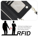 iPhone 15 Pro Max Crossbody Wallet Case RFID PU Leather Black 6.7in