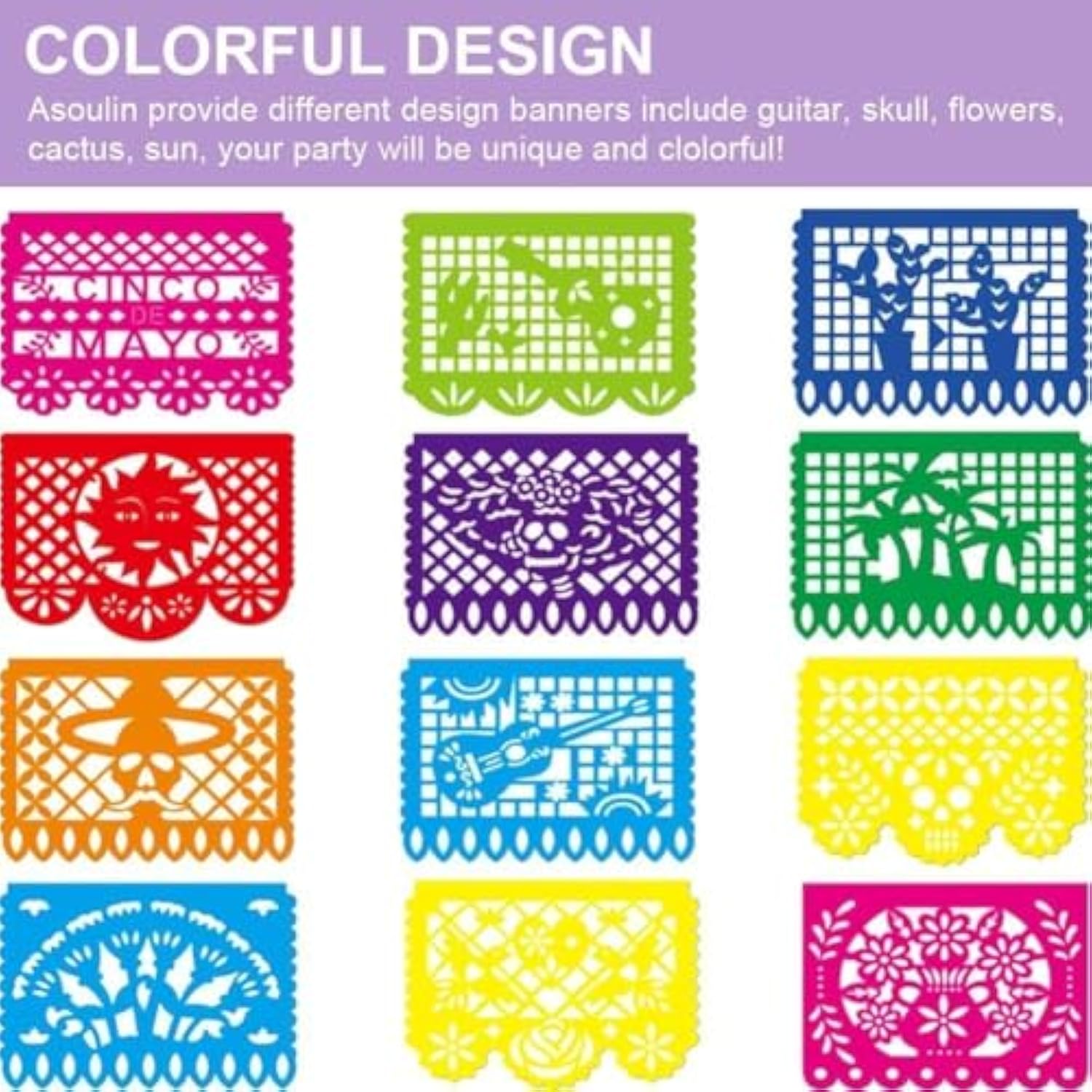 5Pcs Mexican Party Decorations, 90Ft Papel Picado Banner, Fiesta Party Decoration, Dia De Los Muertos, Cinco De Mayo Decor, Day Of The Dead Decorations, Mexican Independence Day Decoration Supplies