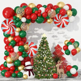 Christmas Red Green Gold Balloons Set, 60Pcs 12 Inch Red Green White Metallic Gold Confetti Latex Balloon Kit For Christmas Grinch Birthday Party Decorations
