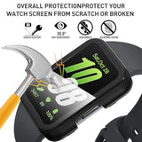 2-Pack For Samsung Galaxy Fit3 Case, Full-Coverage Tempered Glass Screen Protector, Hard Pc Bumper Protective Cover-Black+Black
