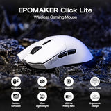 Click Lite Wireless Gaming Mouse, 800 to 12,000 DPI Adjustable, PAW3311 Sensor, 500mAh, 59g, 2.4G/BT/USB-C Rechargeable Wireless Mouse with 5