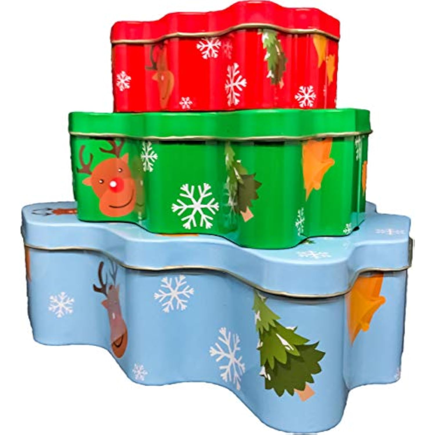 Christmas/Holiday Set Of 3 Decorative Nesting Tins (Tree)