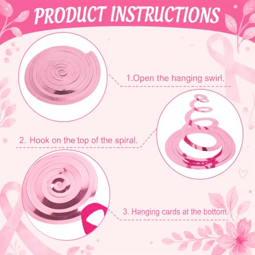 36 Pcs Breast Cancer Awareness Decorations, Banner & Hanging Swirl