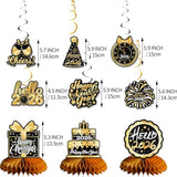 New Year 2026 Banner Hanging Swirls Honeycomb Party Decor