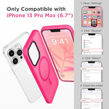 Magnetic For Iphone 13 Pro Max Case, Compatible With Magsafe, [Military-Grade Drop Protection][Anti-Fingerprint] Slim Translucent Matte Back Shockproof Phone Protective Case (Hot Pink)