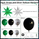 105pcs Black, Green & Silver Balloon Arch Kit with Star Balloons for Party Decor