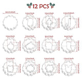 12Pcs Christmas Metal Cookie Cutters, Linzer Cookie Cutter Christmas Wreath Gingerbread Man, Snowflake, Deer Head For Baking Christmas Party Supplies