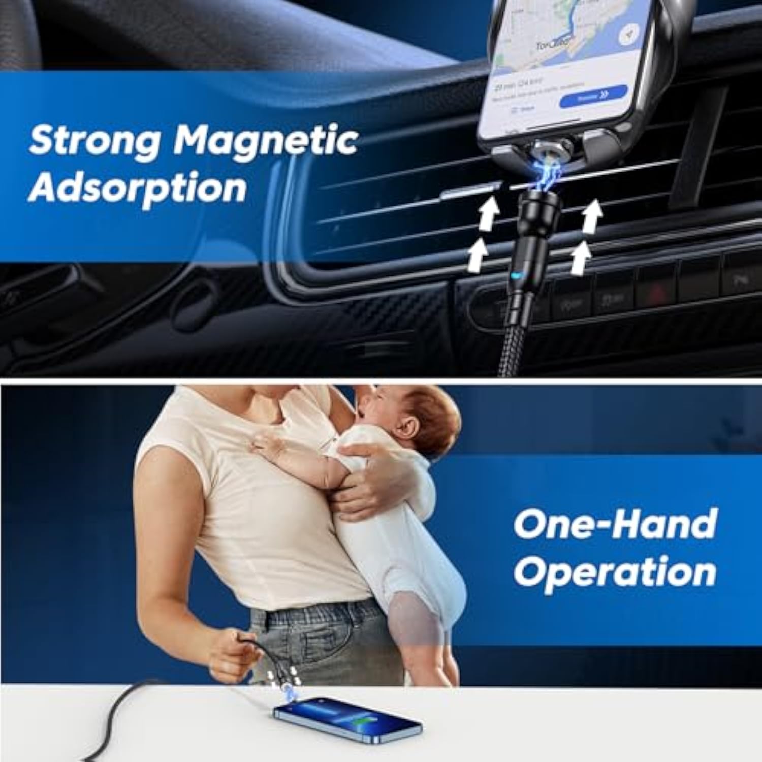 Magnetic Charging Cable 5-Pack (1.6/3.3/3.3/6.6/6.6Ft), 540° Rotating Magnetic
