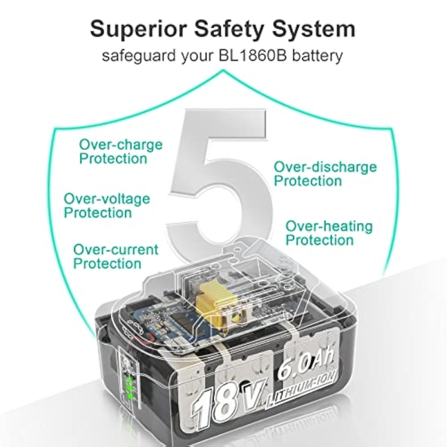 Replacement For Makita 18V Battery 6.0Ah 4/Pk Compatible With Makita Bl1815 Bl1830 Bl1835 Bl1840 Bl1850 Bl1860 18Volt Battery