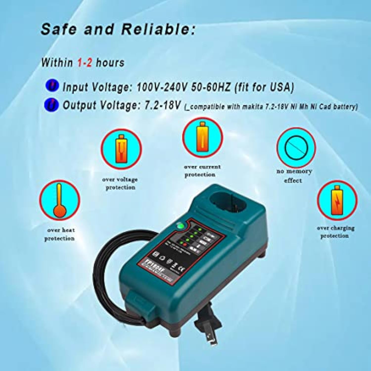 Fp1804F Replace Makita Battery Charger To Charge 7.2V-18V Ni-Mh & Ni-Cd Battery Dc7100 / Dc1410 / Dc711 / Dc9700 / Dc9710...