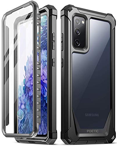 Guardian Series For Samsung Galaxy S20 Fe 5G Case (2020 Release), Full-Body Hybrid Reinforced Shockproof Protective Rugged Clear Bumper Cover Case With Built-In-Screen Protector, Black/Clear