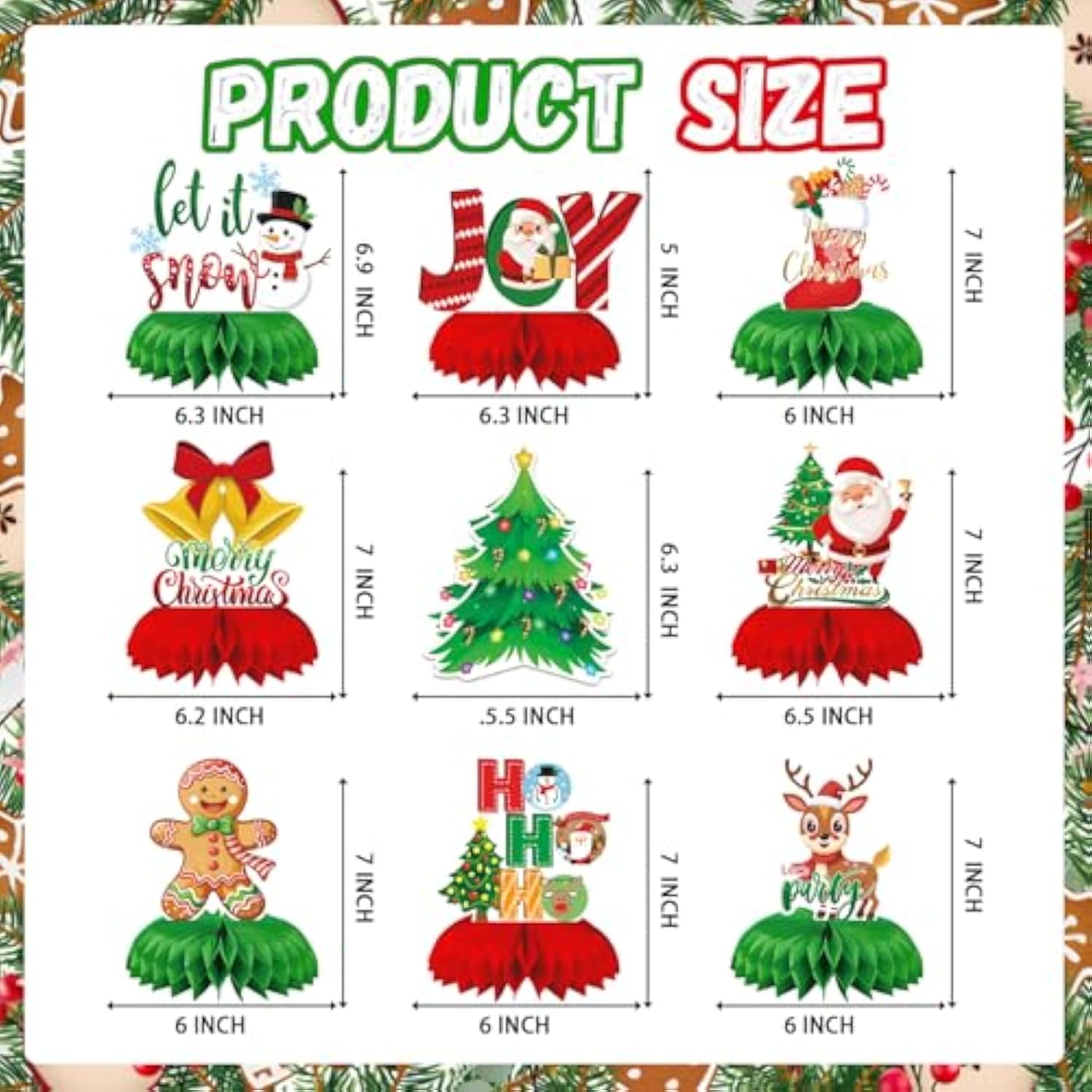 9 Pc Christmas Table Centerpieces Party Table Decoration