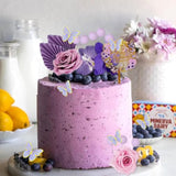27 Pcs Flower Cake Toppers Acrylic Cake Toppers Happy Birthday Butterfly Palm Leaves Dessert Decoration For Birthday Party Wedding Baby Shower Supplies(Pink Purple)
