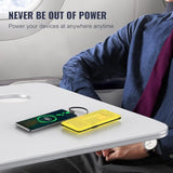 Portable Power Bank, Slim 10000Mah Portable Charger, Usb C Fast Charging External Battery Pack With Built-In Ac Wall Plug, Three Cables Compatible With Iphone Samsung Tablet Etc (Yellow)