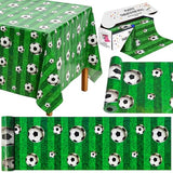 Soccer Tablecloth Roll with Slide Cutter, 54 in x 100 Ft Soccer Field Decoration Roll, Disposable Waterproof Table Cover for Birthday Party Decorations Wall Backdrop Sports Event Supplies