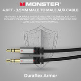Monster Gen2 Essentials Audio Cable 3.5mm Male to Male Aux Cord for Car, iPhones, Headphones, 4.9FT Duraflex Jacket, Gold-Plated Connectors, Superior Sound Quality and Durable Cable