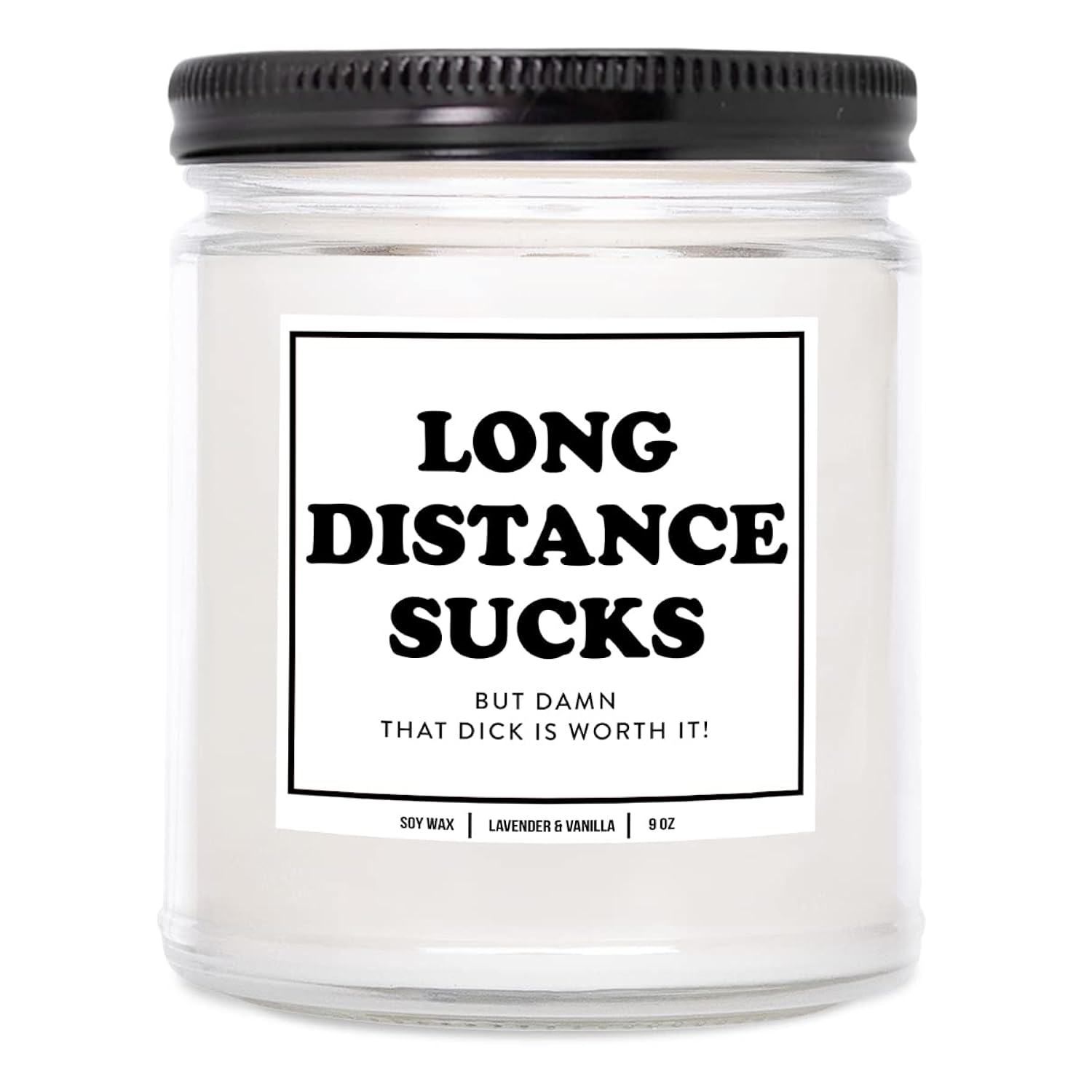You Nique Designs Long Distance Candle, 7 Ounces, Long Distance Relationship Gifts, I Miss You Gift For Him, Deployment Gifts, White All Natural Soy Vegan Aromatherapy Candles (Mahogany Teakwood)